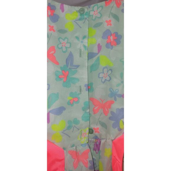 Blueberi Boulevard Girls Size 12 Green Floral Butterfly Bow Ruffle Party Dress - Picture 7 of 9